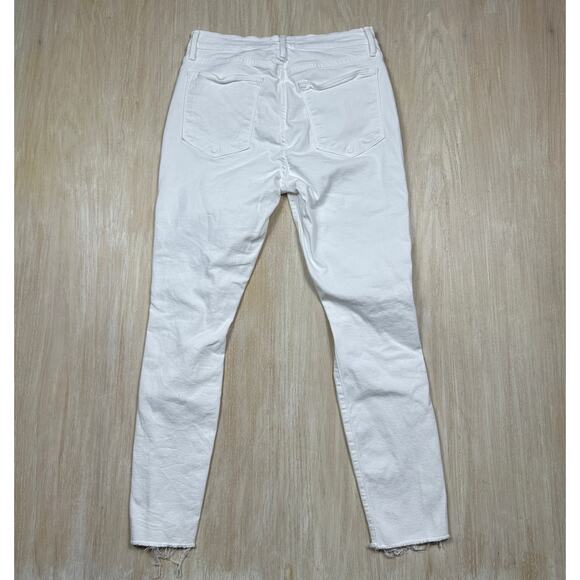 FRAME Le High Skinny Crop Jeans White Distressed Frayed Hem Stretch Denim 30 - Picture 13 of 16